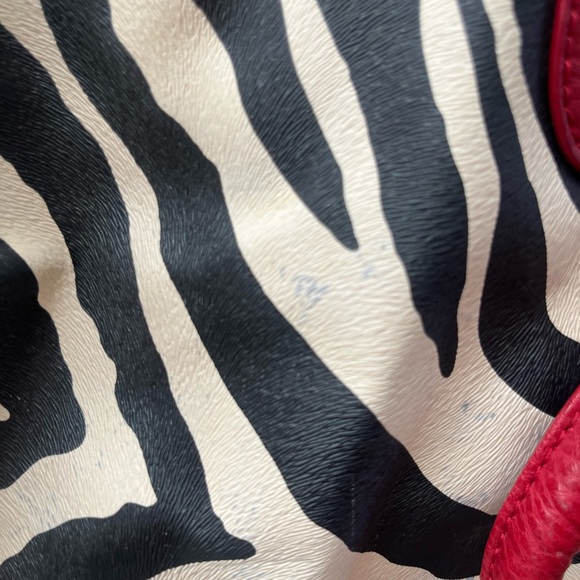 Zebra with red handles tag says Dooney and Bourke. No interior tag. - Picture 3 of 5